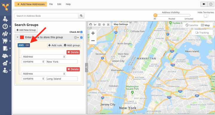 Creating Advanced Search Groups in the Address Book Map