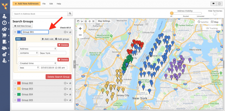 Viewing and Managing Advanced Search Groups (Deleting and Adding New Addresses)
