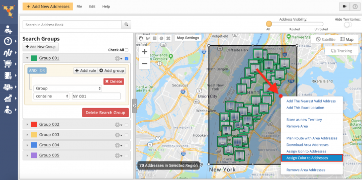 Color Coding Addresses and Setting Icons Override Using Advanced Search Groups