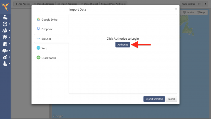 Box.net (Box.com) Data Import - Importing Data from Box.net for Planning Routes