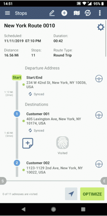 Using Voice Commands for Adding New Addresses to Planned Routes (Android)