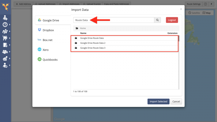 Google Drive Data Import - Importing Data from Google Drive for Planning Routes