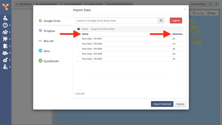 Goggle Drive Data Import - Importing Data from Google Drive for Planning Routes