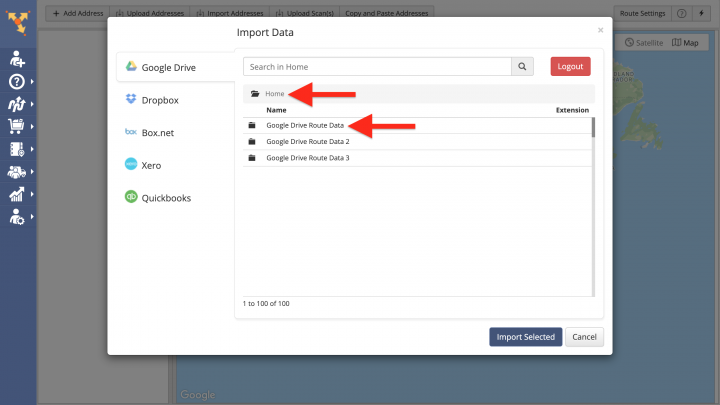 Goggle Drive Data Import - Importing Data from Google Drive for Planning Routes