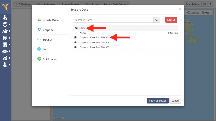 Dropbox Data Import - Importing Data from Dropbox for Planning Routes