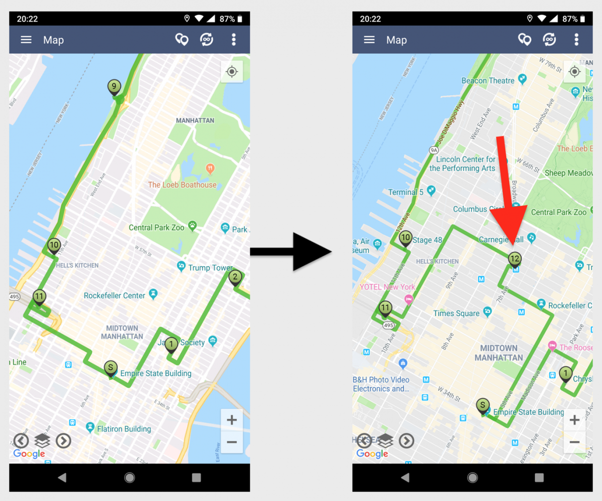 Using Voice Commands for Adding New Addresses to Routes (Android)