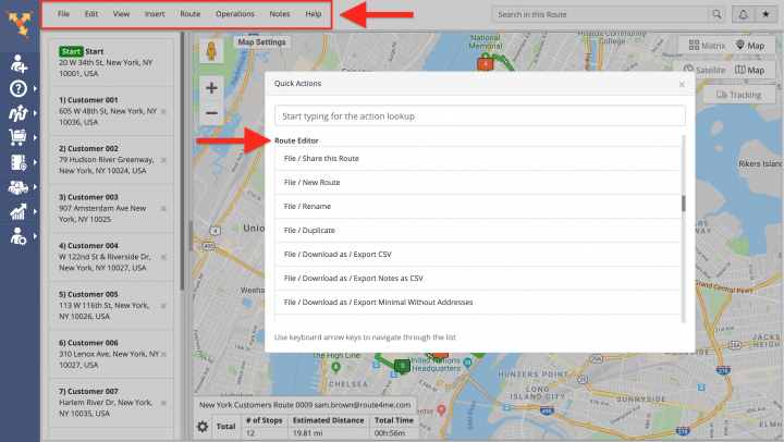 Using Quick Actions and Intelligent Search on the Route4Me Web Platform