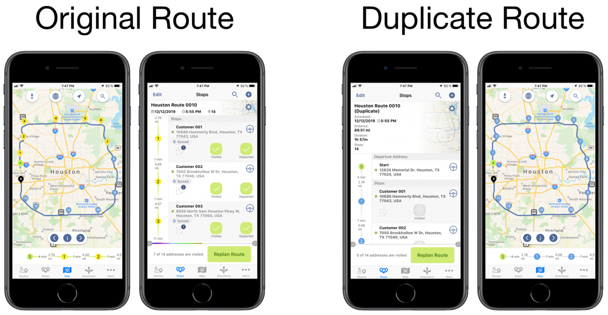 Duplicating Routes Using Route4Me's iPhone Route Planner