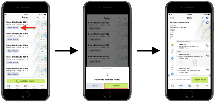 Inserting Address Book Contacts and Addresses into Planned Routes Using the Route4Me iPhone App