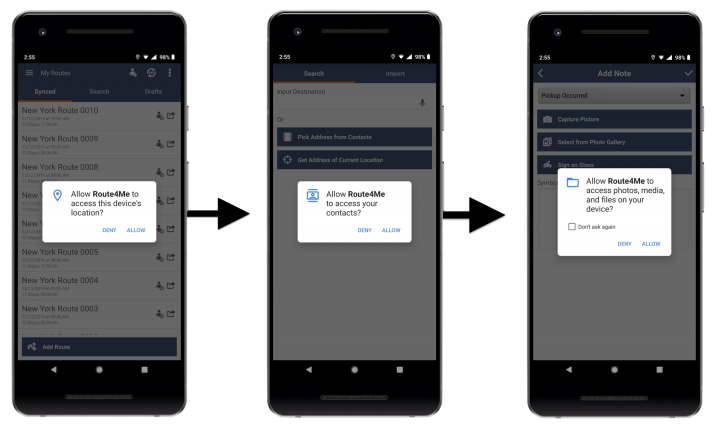 Managing Data Access Permissions of the Route4Me Android Route Planner on Your Android Device