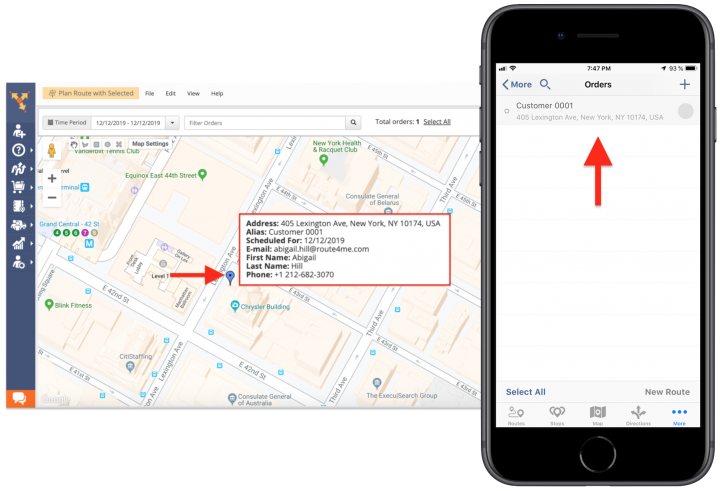 Generating Orders from Address Book Map Contacts and Addresses Using the Route4Me iPhone App
