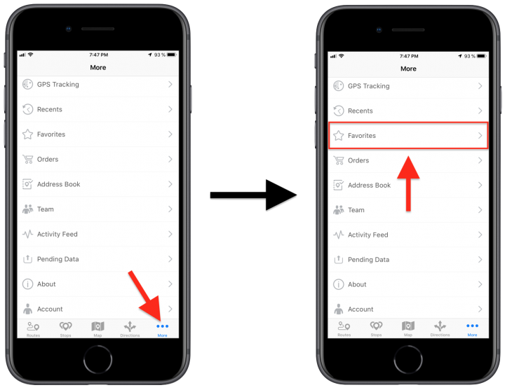 Inserting "Favorites" Addresses and Contacts into Planned Routes Using the Route4Me iPhone App