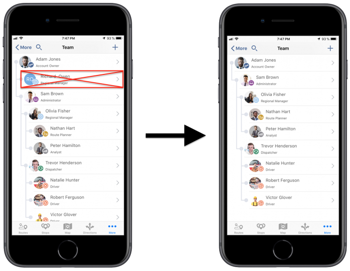 Deleting Users/Team Member Accounts Using the Route4Me iPhone App