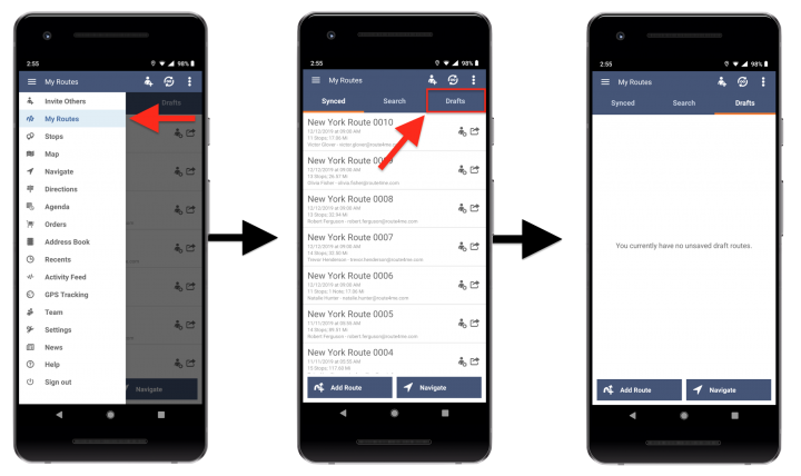Draft Routes – Creating and Managing Draft Routes Using the Route4Me Android App