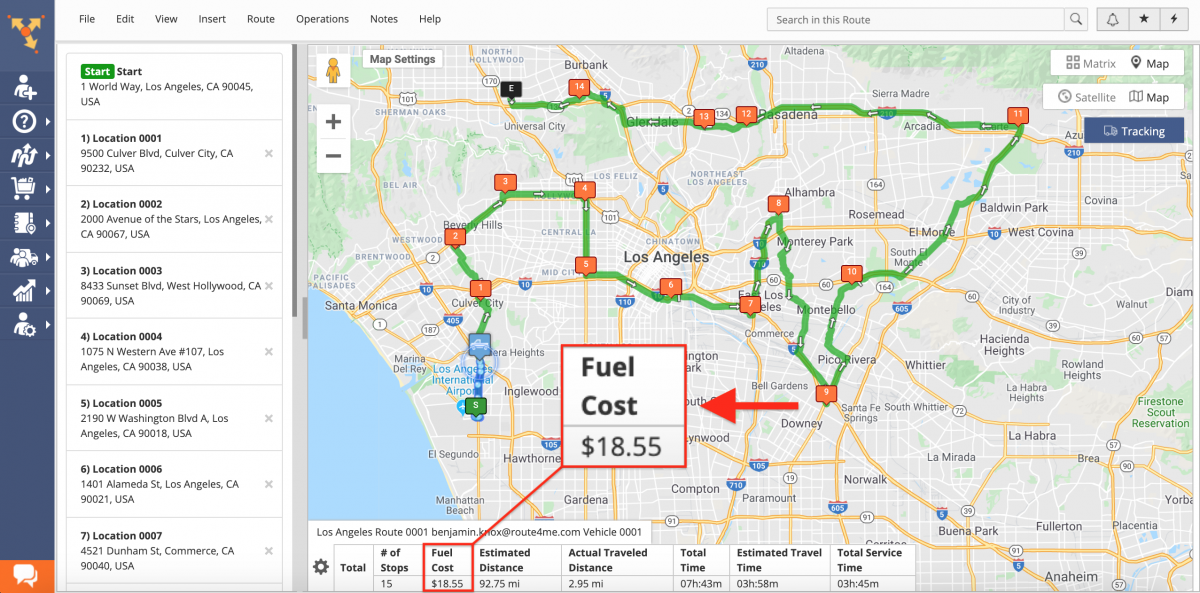 Fuel Costs - Route4Me Fuel Costs Analytics