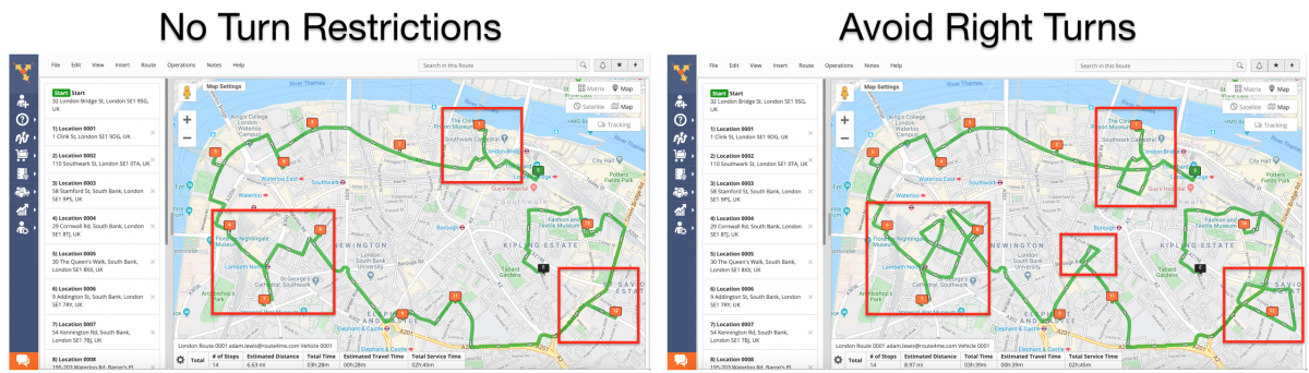 Route4Me Right Turn Avoidance Routing - Planning Optimized Routes That Avoid Right Turns Using the Route4Me Web Platform
