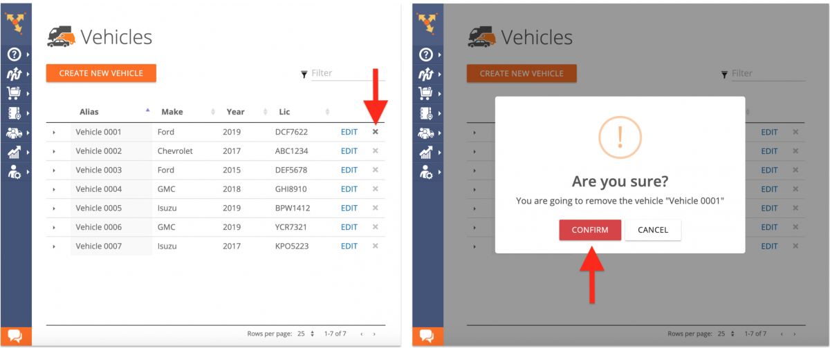 Deleting Vehicles from Your Fleet on the Route4Me Web Platform