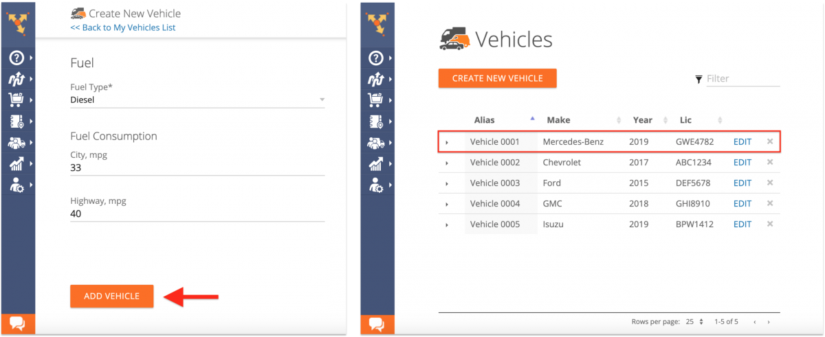 Creating New Fleet Vehicles on the Route4Me Web Platform