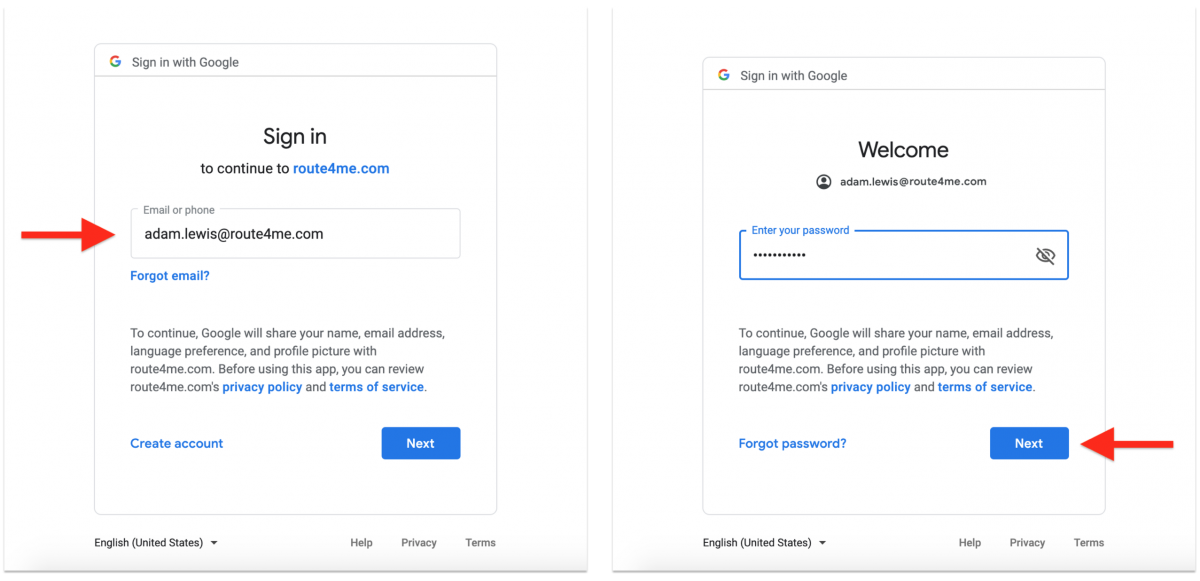 Google Single Sign-On (SSO) - Registering a New Route4Me Web Account with Google SSO and Signing in with Google