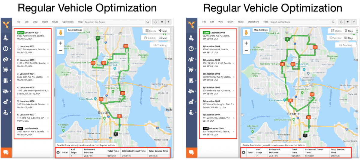 Commercial Vehicle Routing vs Regular Vehicle Routing - Route4Me Web Platform