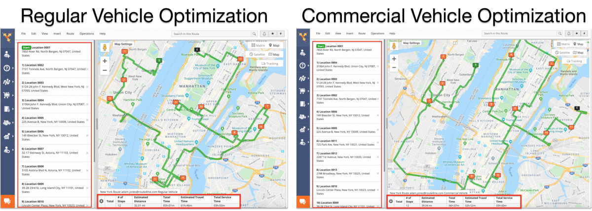 Commercial Vehicle Routing vs Regular Vehicle Routing (Examples) - Route4Me Web Platform