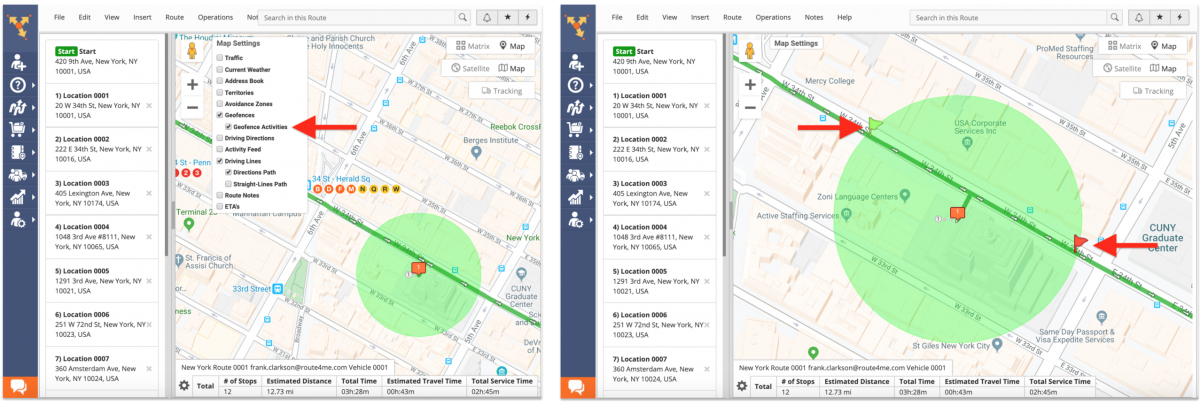 Enabling Geofences and Viewing Geofence Activities on the Interactive Map