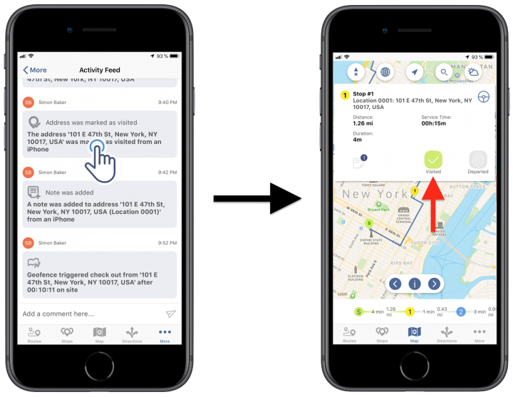 Route4Me iOS Activity Stream - Viewing Your Routing Activity History Using Route4Me's iPhone Route Planner