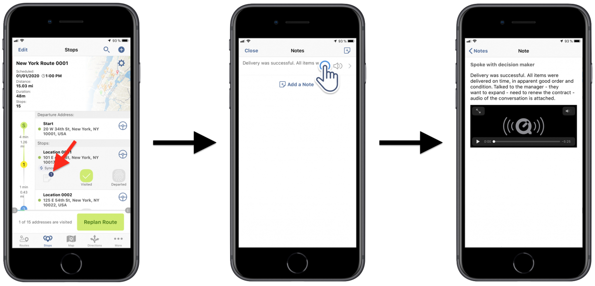 Sound Attachments - Attaching Audio Recordings to Your Route Destinations Using Route4Me's iPhone Route Planner