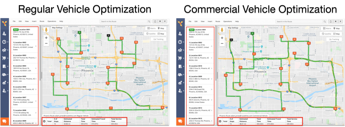 Commercial Vehicle Routing vs Regular Vehicle Routing - Route4Me Web Platform