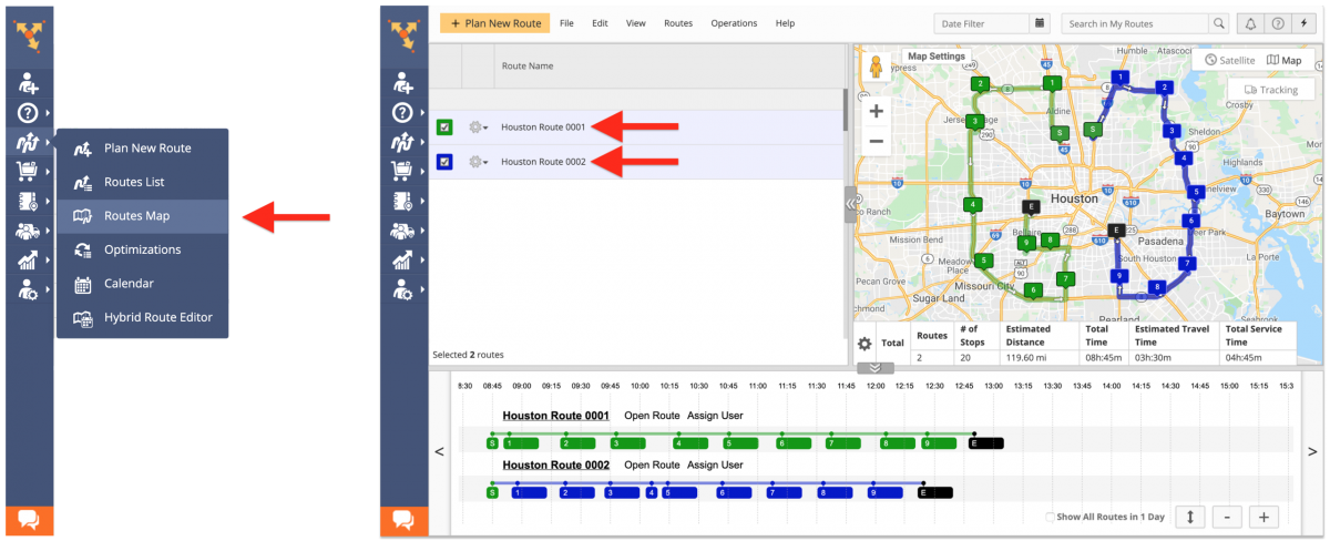 Route Reversal - Reversing Multiple Routes Using the Routes Map on the Route4Me Web Platform