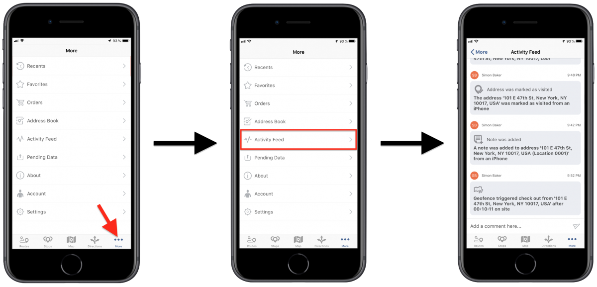 Route4Me iOS Activity Stream - Viewing Your Routing Activity History Using Route4Me's iPhone Route Planner