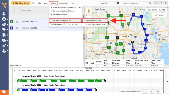 Route Reversal - Reversing Multiple Routes Using the Routes Map on the Route4Me Web Platform