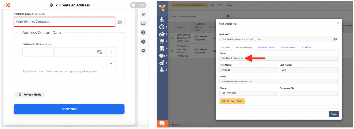 QuickBooks Integration With Route4Me via Zapier - Synchronizing QuickBooks Customer Profiles With the Route4Me Synced Address Book