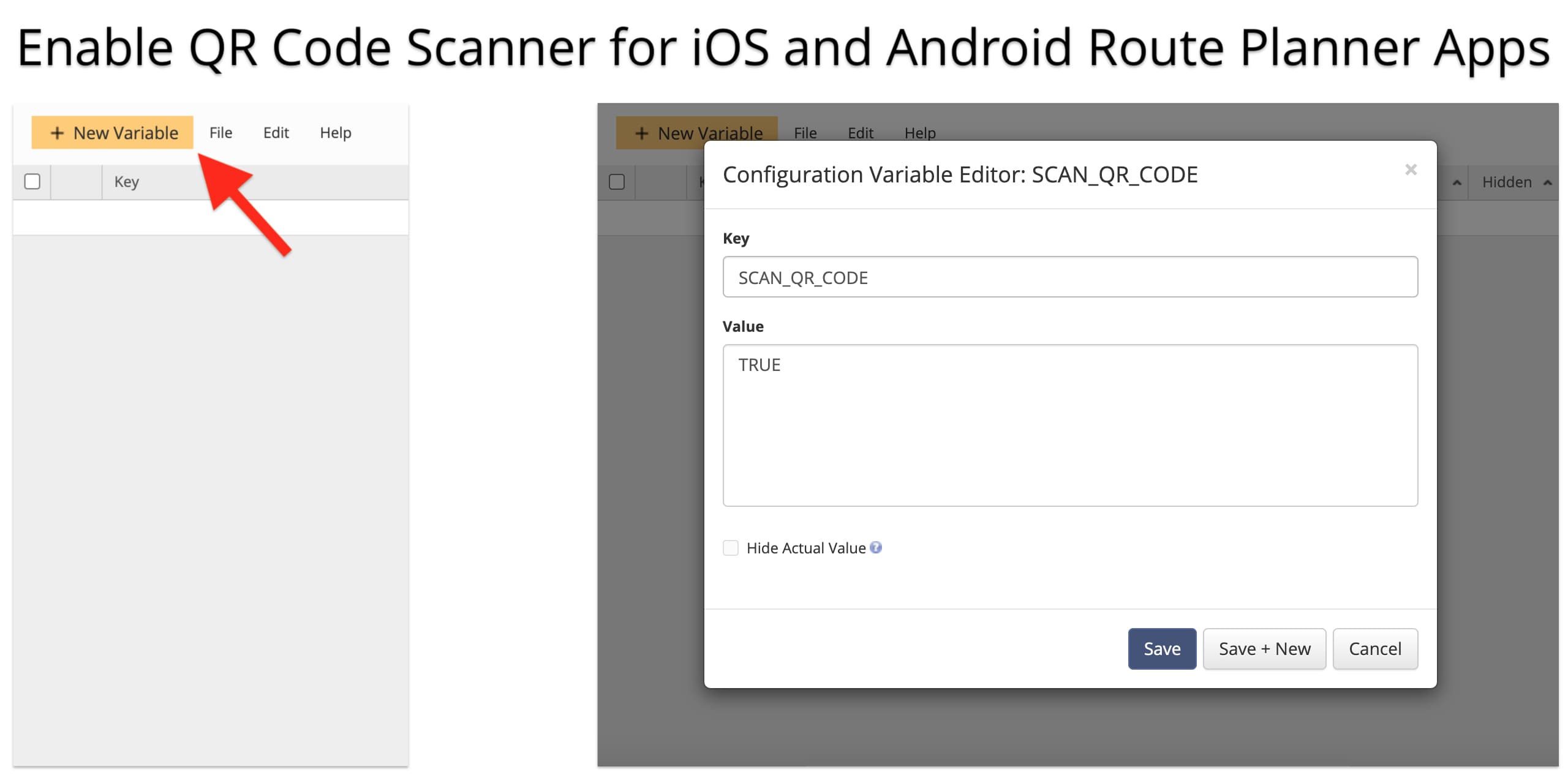 Enable QR Code scanner for mobile route planner apps to collect proof of delivery.