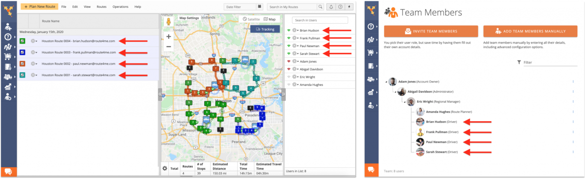 Near Real-Time Tracking – Tracking Multiple Team Members on the Interactive Map in Near Real-Time (Routes Map)