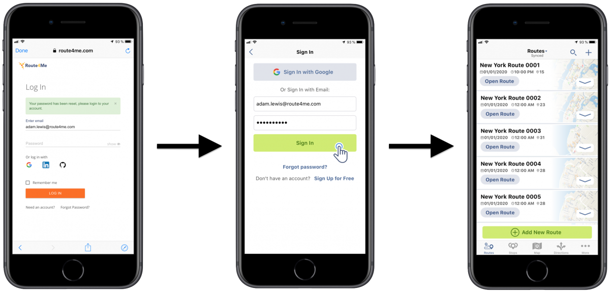 iOS Password Reset – Restoring the Password to Your Route4Me Account on Route4Me's iPhone Route Planner