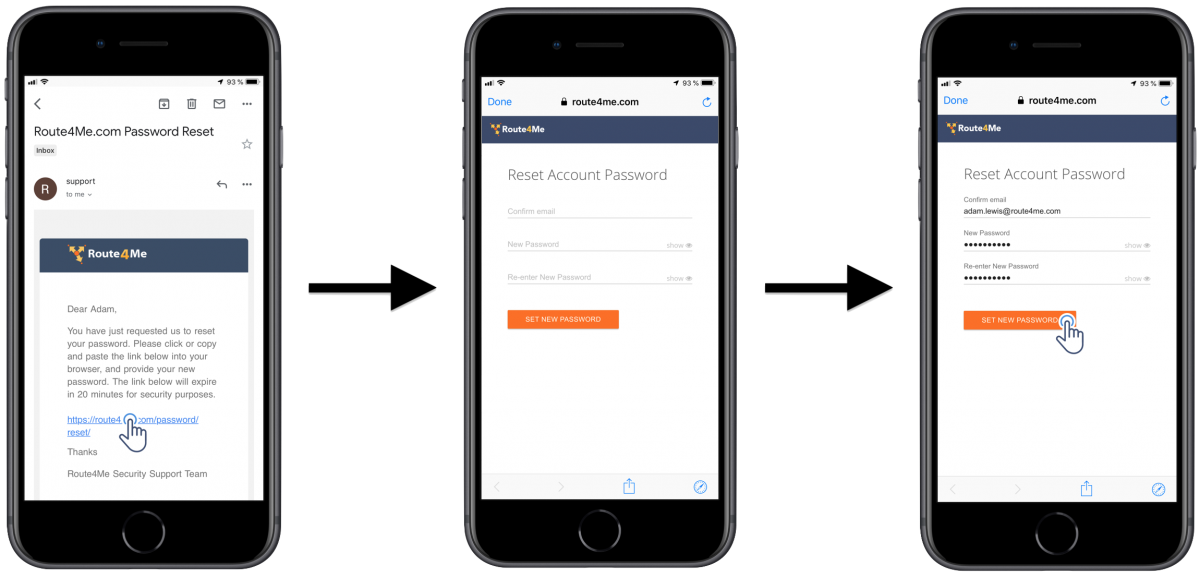 iOS Password Reset – Restoring the Password to Your Route4Me Account on Route4Me's iPhone Route Planner