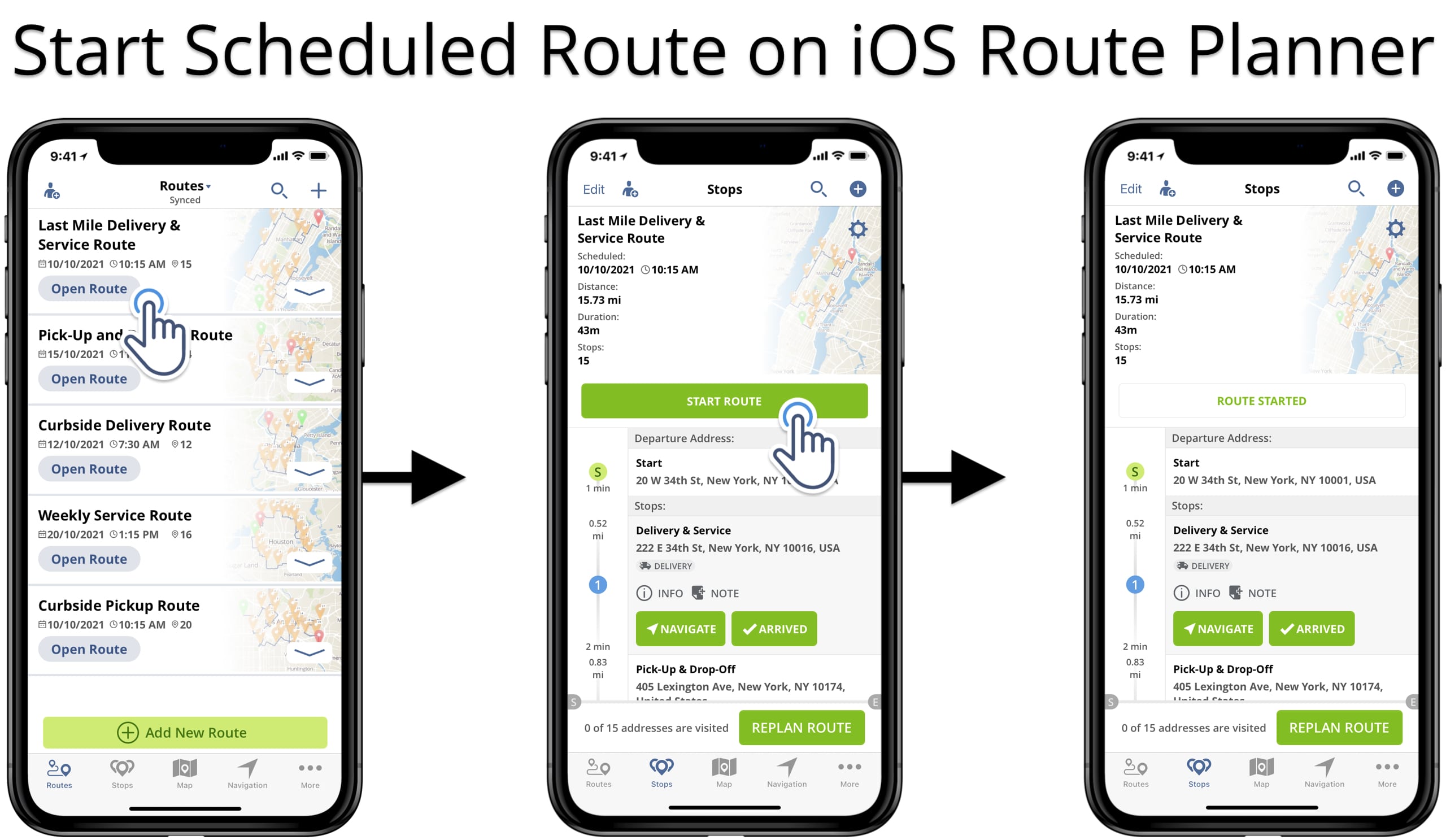 Start last mile delivery route on iOS Route Planner app to add mandatory text attachments.