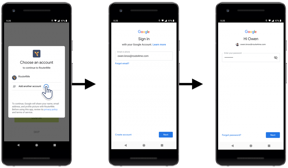 Android Google SSO - Using Google Single Sign-On for Registering a New Route4Me Account and Signing In on Route4Me's Android Route Planner