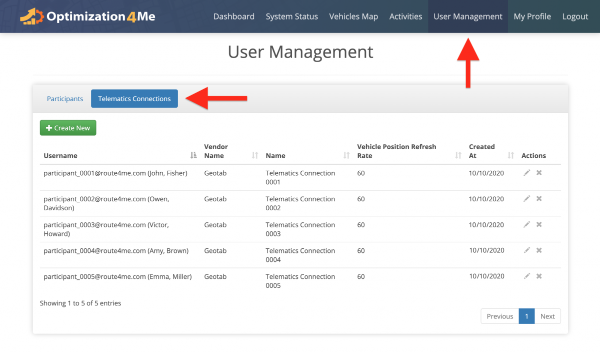 Delete Telematics Connection – Deleting Telematics Connections of the Participants Associated with Your OA Affiliate Account