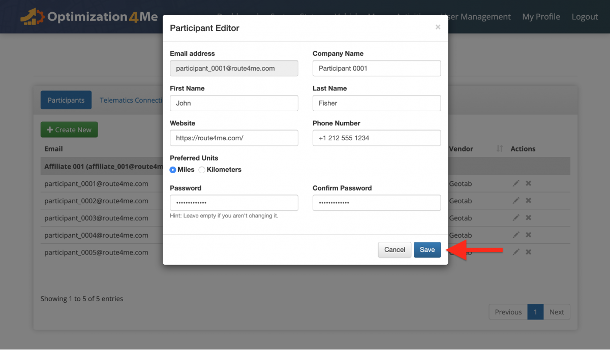 Participant Management - Viewing and Managing All Participants Associated with the Affiliate's OA Account