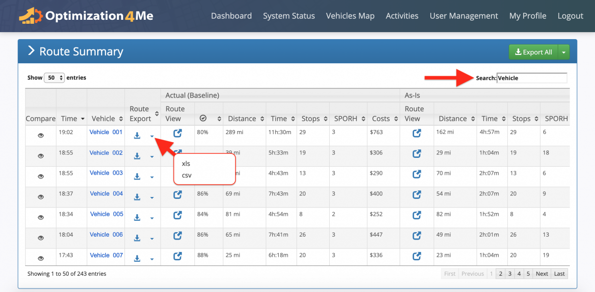 Participant Route Summary Export - Exporting the Route Summary of a Participant Associated with the Affiliate's OA Account