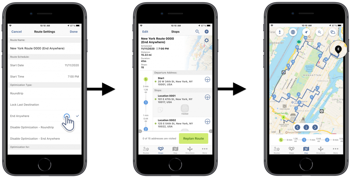 iOS Lock Last Destination Optimization - Optimizing Routes With the Lock Last Destination Optimization Using Route4Me's iPhone Route Planner