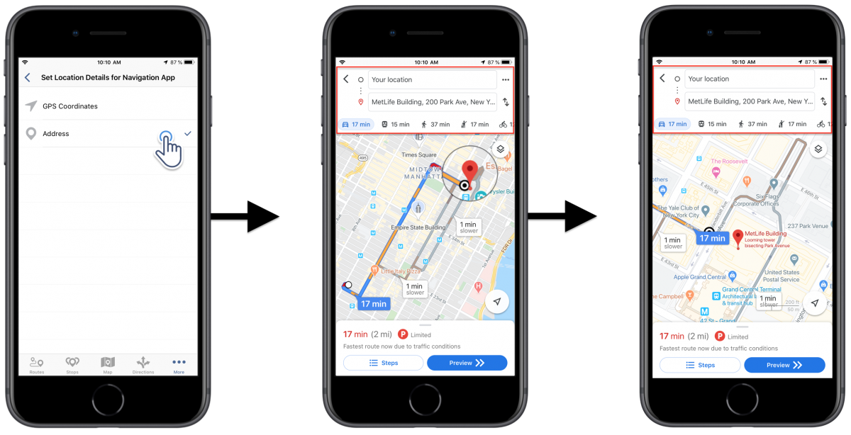 iOS Navigation Precision - Adjusting the Address and GPS Coordinates Navigation Precision Settings on Your Route4Me iPhone Route Planner