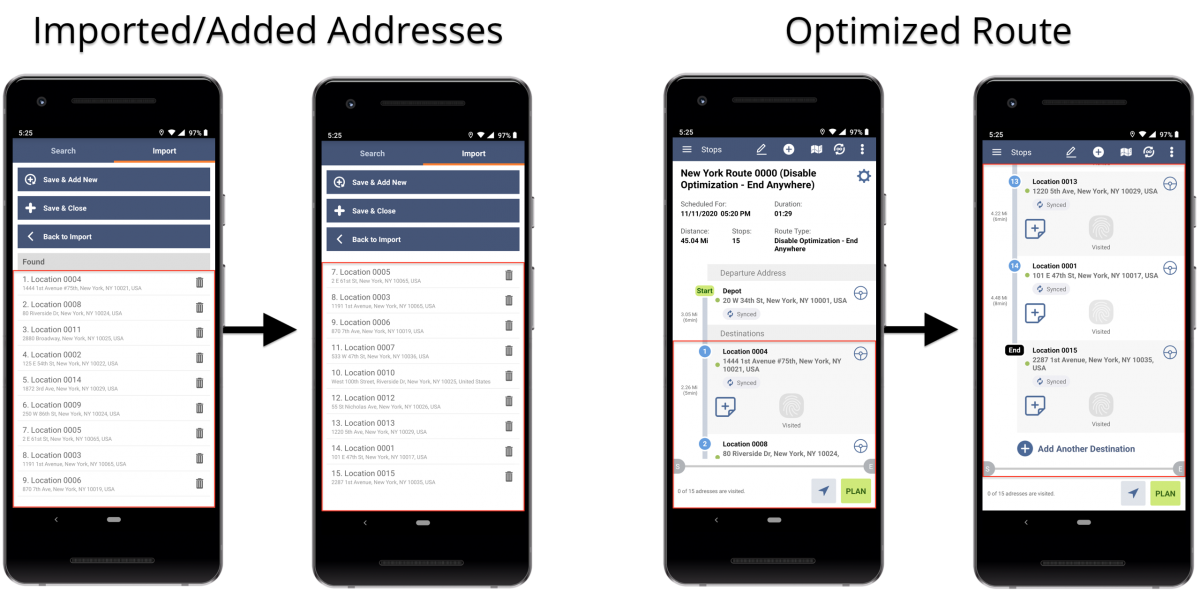 Android End Anywhere Optimization - Optimizing Routes With the End Anywhere Optimization Using Route4Me's Android Route Planner