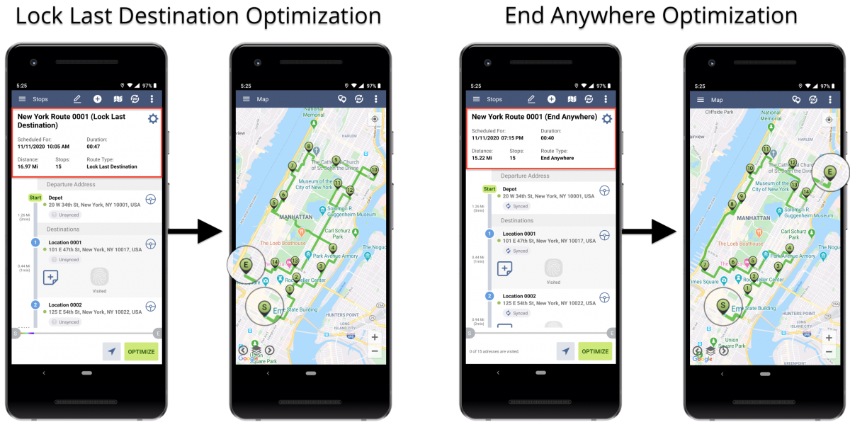 Android Lock Last Destination Optimization - Optimizing Routes With the Lock Last Destination Optimization Using Route4Me's Android Route Planner