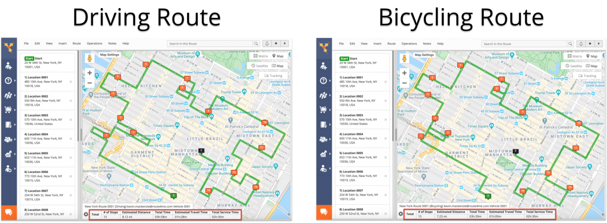 Déplacement à vélo - Optimisation d'itinéraires avec Bicycling Directions sur la plateforme Web Route4Me