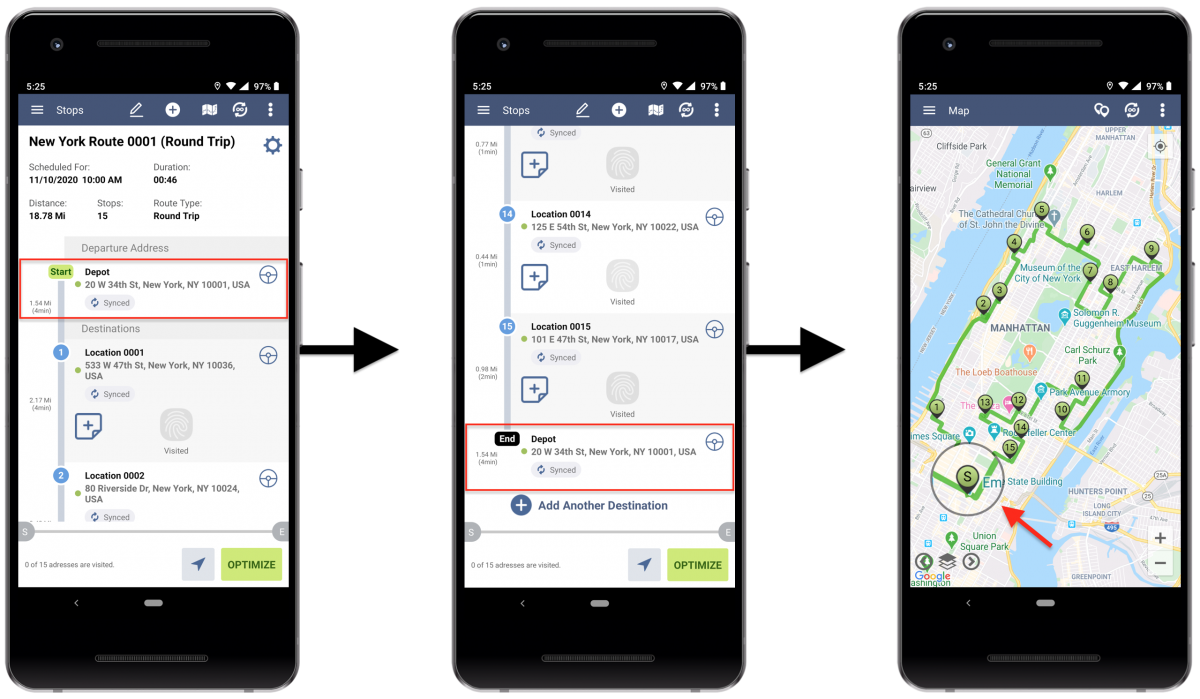 Android Round Trip Optimization - Optimizing Routes With the Round Trip Optimization Using Route4Me's Android Route Planner