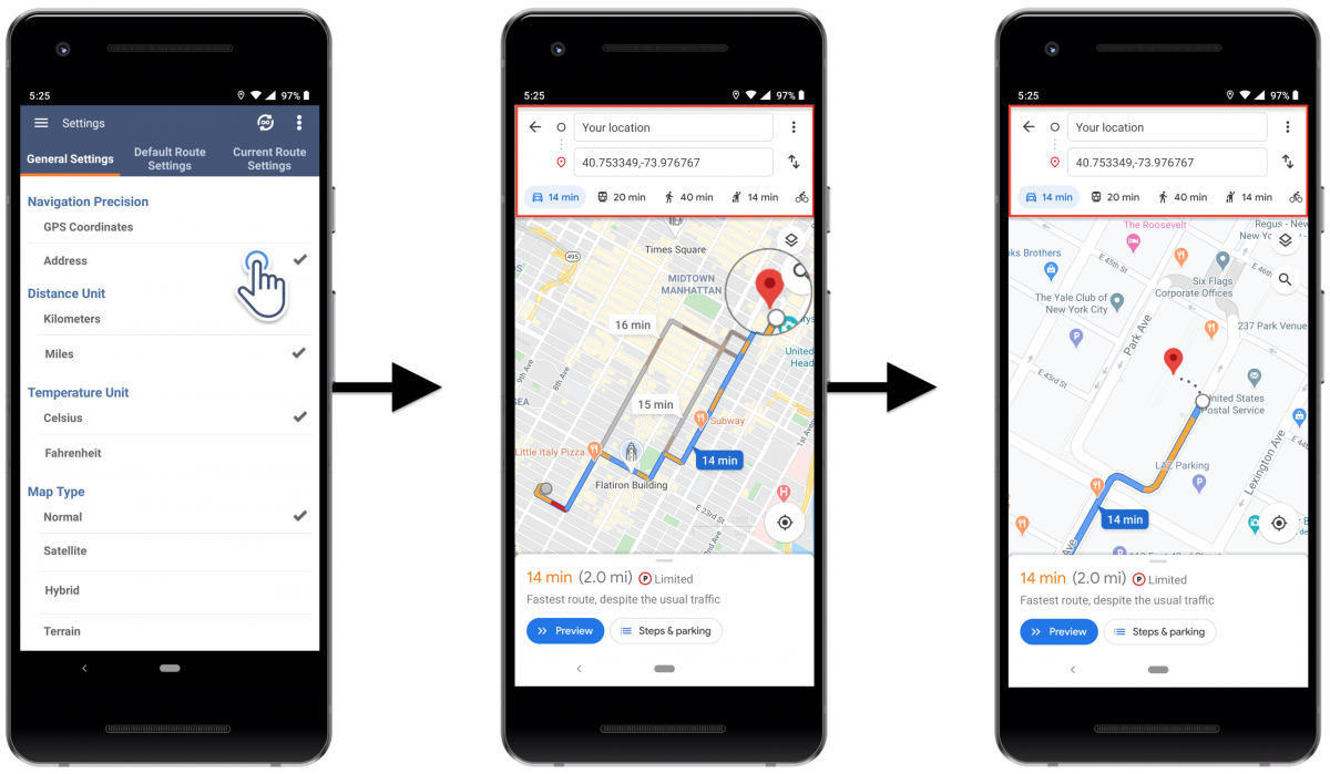 Android Navigation Precision - Adjusting the Address and GPS Coordinates Navigation Precision Settings on Your Route4Me Android Route Planner
