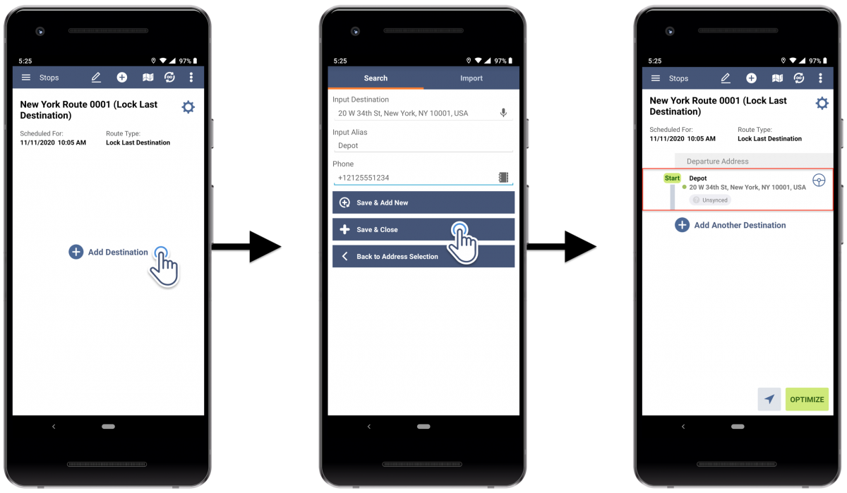 Android Lock Last Destination Optimization - Optimizing Routes With the Lock Last Destination Optimization Using Route4Me's Android Route Planner
